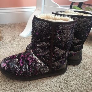 Purple and Silver Sequin Uggs